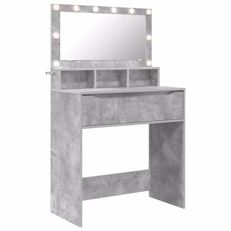 Mesa de tocador moderna vidaXL para dormitorio en gris concreto y blanco, An/P/Al: 80 x 39,6 x 135 cm