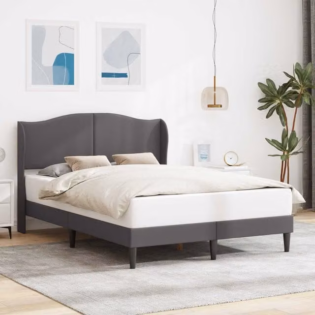Estructura de cama Maison exclusive en cuero sintético gris de 140 x 190 cm