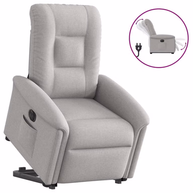 Sillón eléctrico reclinable y elevable vidaXL de tela gris nube con reposabrazos para mayores
