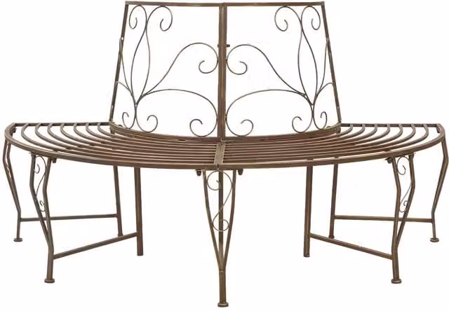 Banco de árbol SYFAX de 4 plazas en acero color bronce para jardín o terraza An/P/Al: 160 x 80 x 89 cm