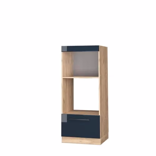 Armario para microondas Vicco Fame-Line de cocina, diseño moderno en azul y gris con acabado alto brillo, An: 60 cm, Al: 153,6 cm, P: 58,1 cm