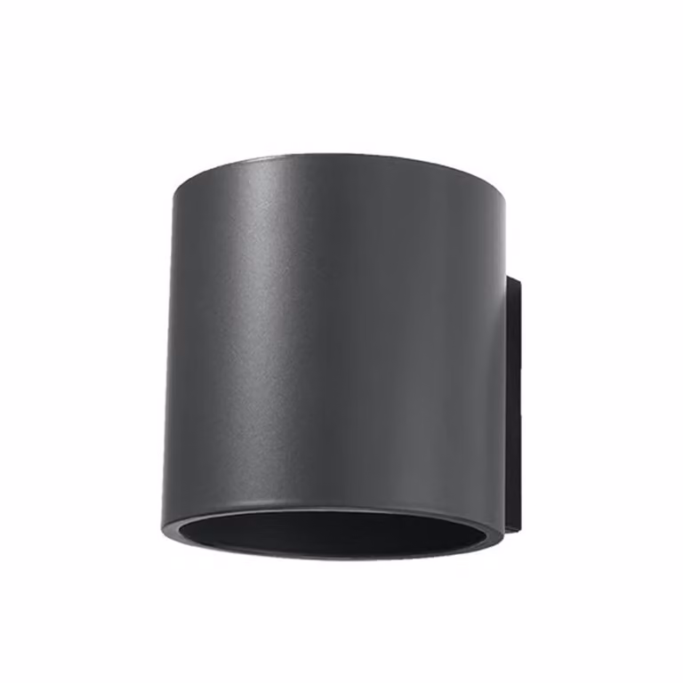 Lámpara de pared ORBIS 1 de Sollux Lighting en color gris y negro, modelo de aluminio con diseño moderno y cilindro, Altura: 10 cm