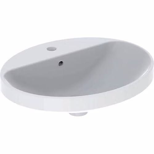 Lavabo encastrado ovalado de cerámica VariForm de Geberit en color blanco con rebosadero, An/P/Al: 58,5 x 52,5 x 19,5 cm