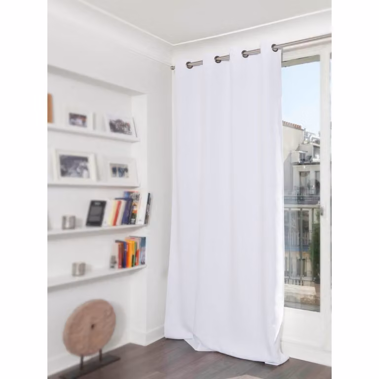 Cortina térmica Moondream ThermActiv 2en1 Blanco MC720, aislante anti-calor y anti-frío, opaca con ollaos, An: 140 cm, Al: 260 cm