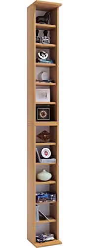 Estantería VCM Bigol para libros y CDs con estantes regulables, color beige y marrón, An/P/Al: 21 x 20 x 180 cm