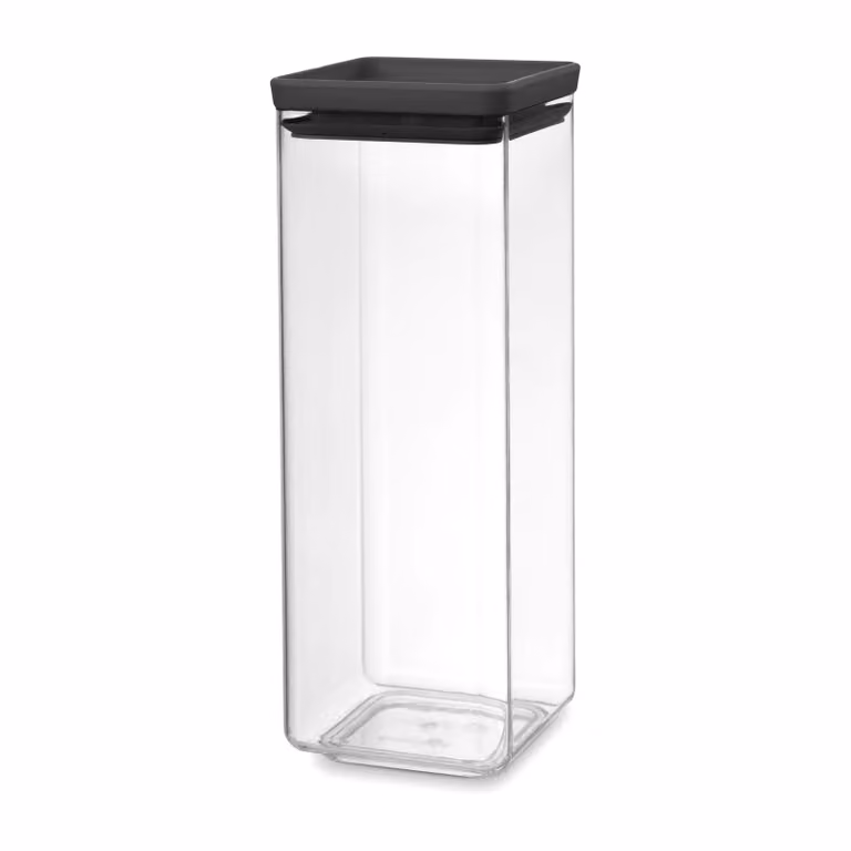 Bote cuadrado Brabantia TASTY+ hermético de 2,5 l en gris oscuro y transparente