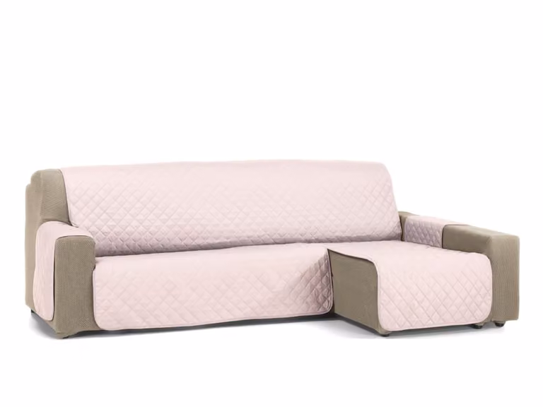 Funda protectora elástica para sofá chaise longue Donegal Collections color salmón de 240 cm