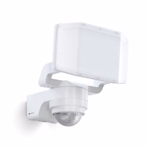 Foco exterior Steinel XLED PRO Expanse SC blanco con panel LED orientable, detector de movimiento, Bluetooth Mesh y luz blanca cálida 3000K, protección IP54