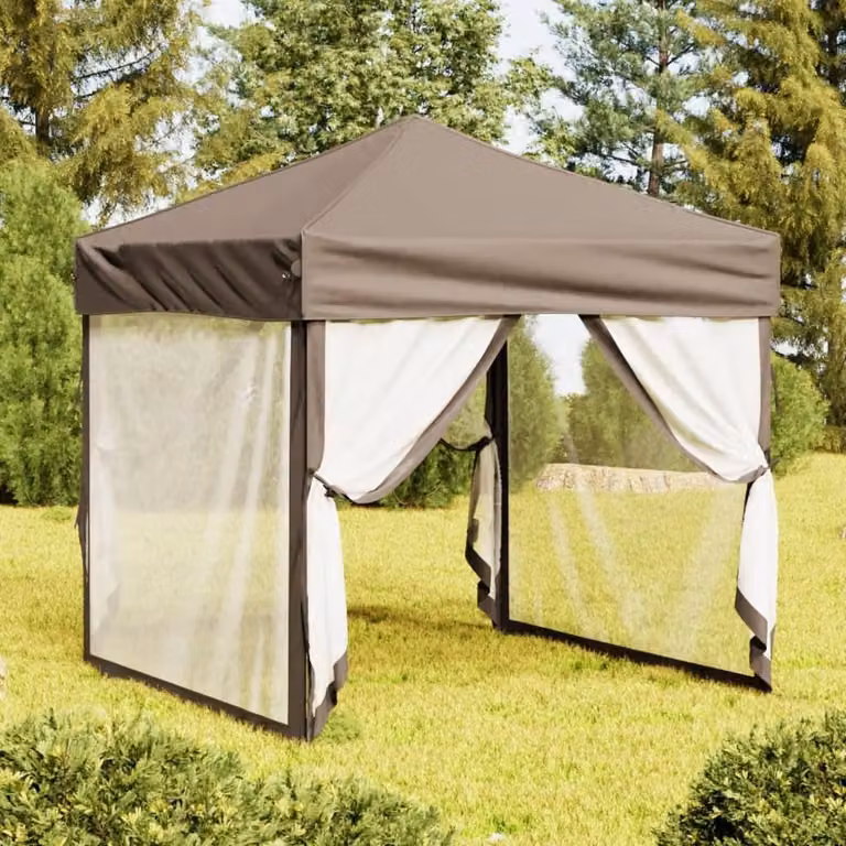 Carpa plegable para fiestas Syfax con paredes en color gris, An/P/Al: 200 x 200 x 254 cm