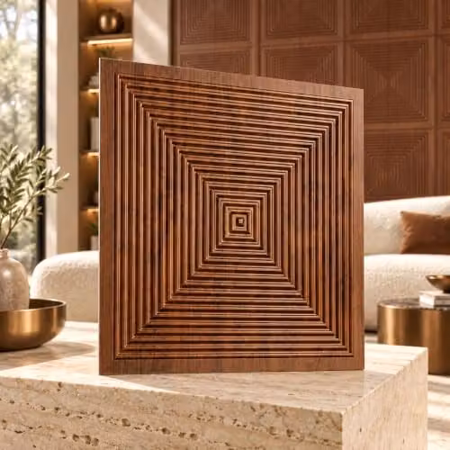 Paneles 3D Eurodeco de PVC con aspecto de madera para pared y techo, color marrón, pack de 12 unidades, An/P: 50 x 50 cm