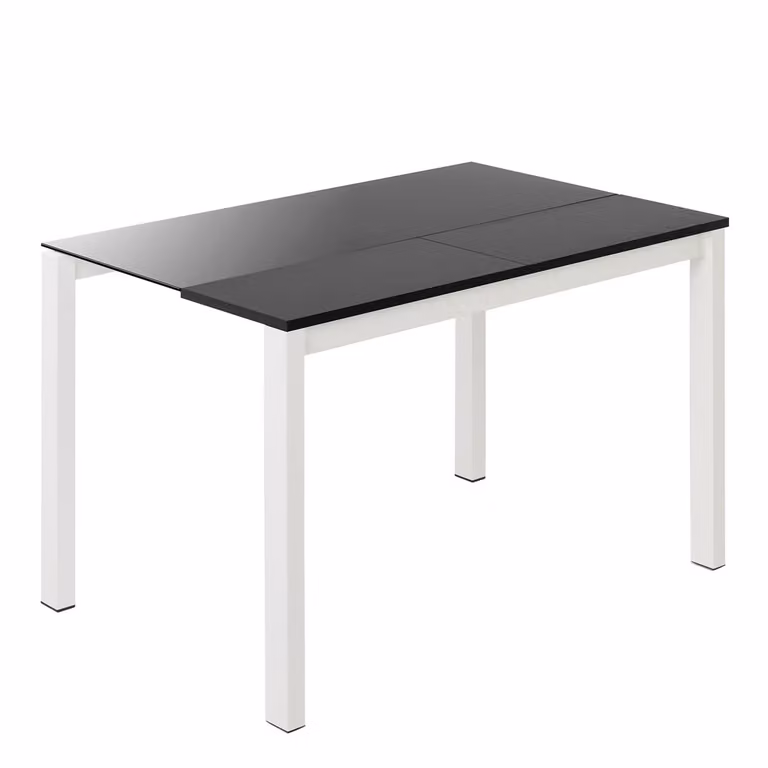 Mesa extensible de cristal Ginger de El Corte Inglés con sobre giratorio y acabado lacado en colores transparente, negro o blanco