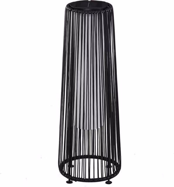 Lámpara de pie solar Outsunny de ratán con LED para exterior, color negro, Ø21,5 x 61 cm