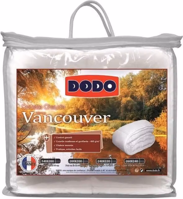Edredón de invierno Dodo Vancouver de fibra hueca, 400 g/m2, Blanco, 200 x 200 cm