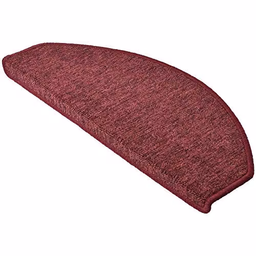 Set de 15 alfombras semicirculares para peldaños de escalera Beautissu, color rojo, de polipropileno y autoadhesivas