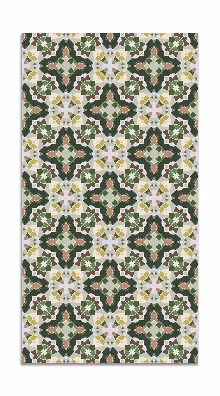 Alfombra vinílica de estilo oriental en color verde, An/P: 80 x 250 cm