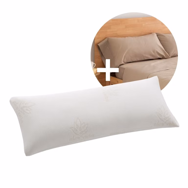 Pack de almohada viscoelástica con aloe vera y funda de lino Donegal Collections, color beige, 150 cm