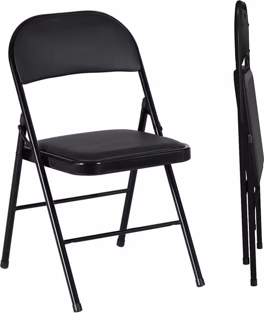 Juego de 2 sillas abatibles HOMCOM con estructura de acero para oficina o estudio en color negro, An/P/Al: 45 x 46 x 78 cm