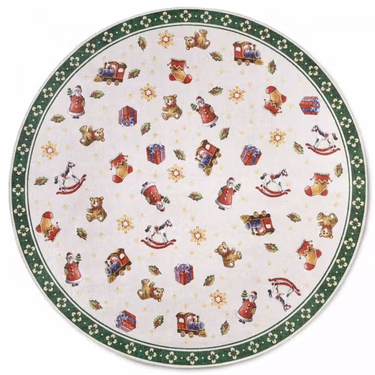 Alfombra infantil redonda Villeroy & Boch de estilo kilim multicolor y verde, An/P/Al: 150 x 150 cm