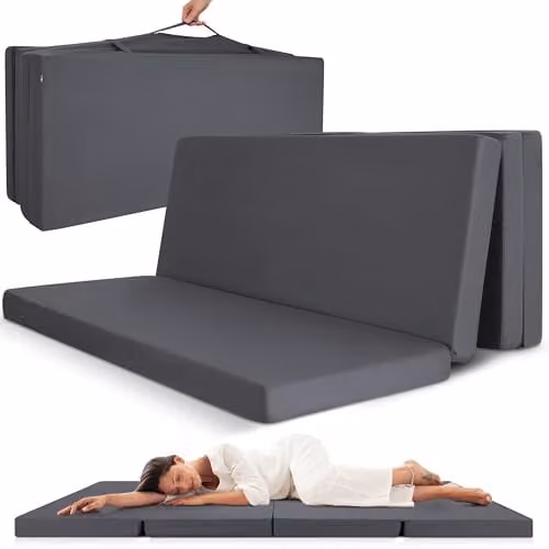 Colchón Plegable Beautissu de Espuma con Funda de Microfibra Gris, An/P: 120 x 195 cm
