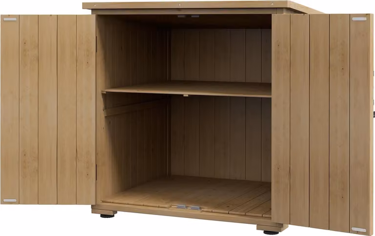 Armario de herramientas Northio de madera con doble puerta y estantes, color marrón, An/P/Al: 77,5 x 88 x 90 cm