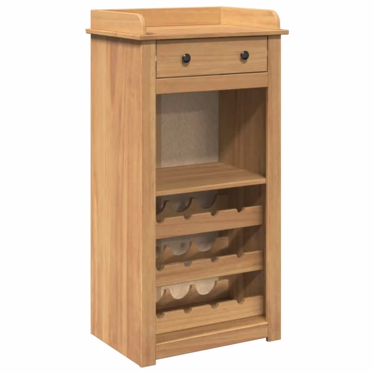 Mueble botellero Panama de vidaXL en madera maciza de pino encerada color marrón An/P/Al: 57 x 40 x 111,5 cm