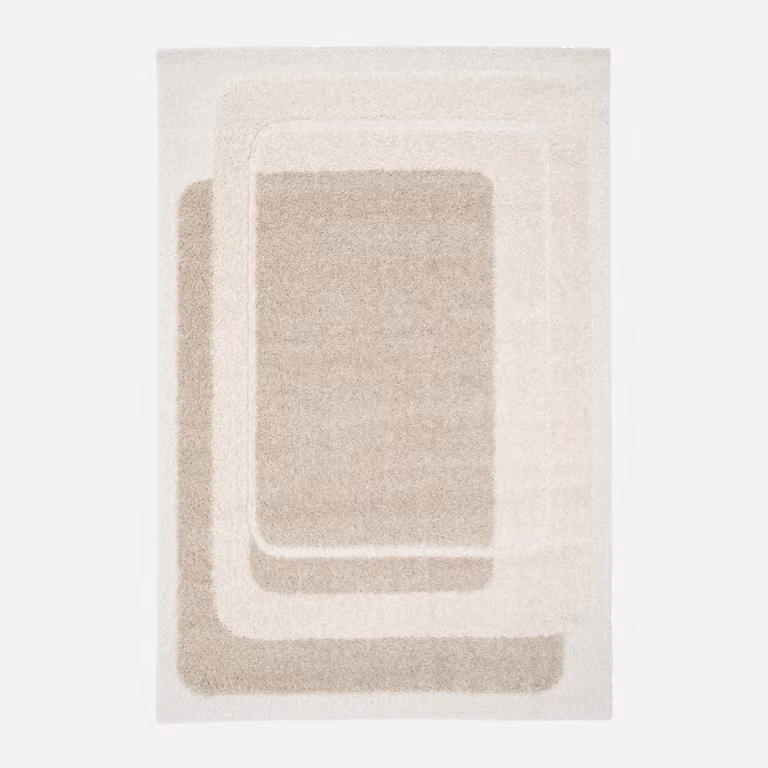 Alfombra interior moderna de Sweeek con diseño abstracto en beige y crema, rectangular, An/P: 160 x 76,2 cm