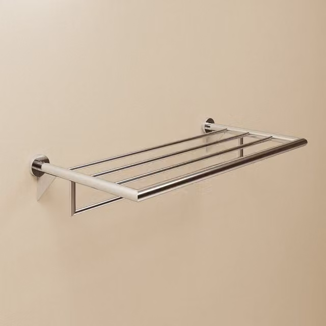 Toallero con estante Kubic Cool Cosmic de metal en color plata para montaje en pared
