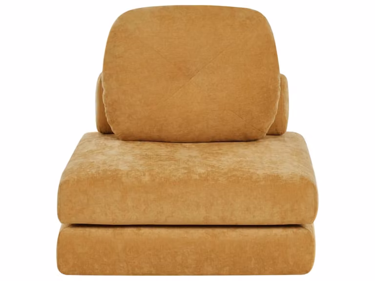 Sofá cama individual Beliani en tejido de chenilla color amarillo con diseño moderno y tapizado