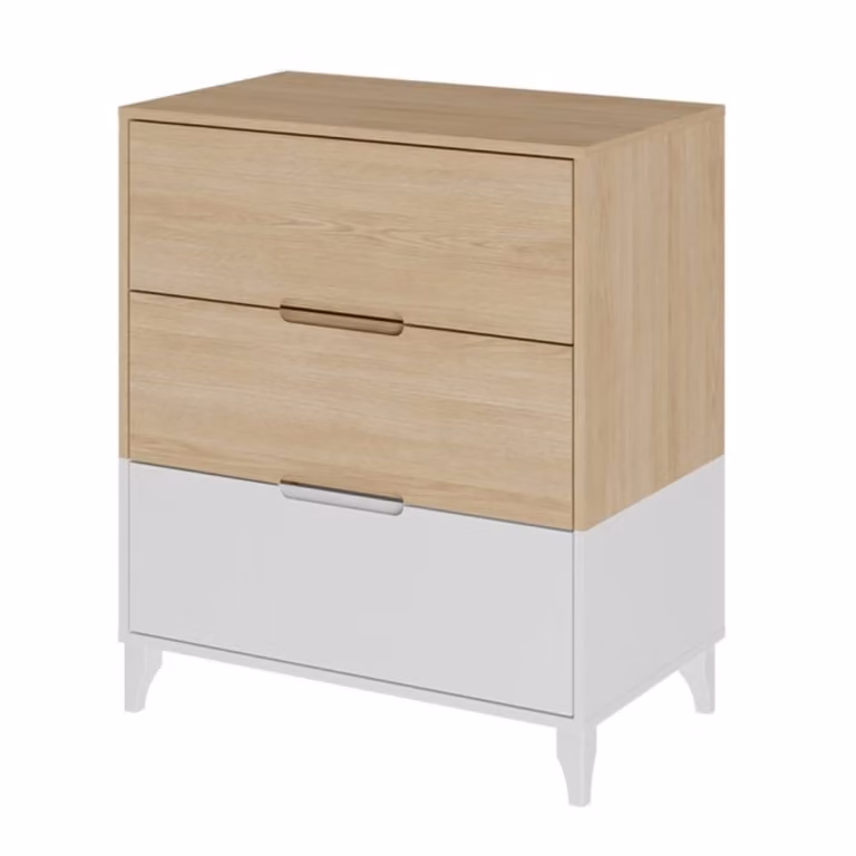 Cómoda infantil ID Kids de estilo escandinavo en blanco y madera de roble con acabado mate