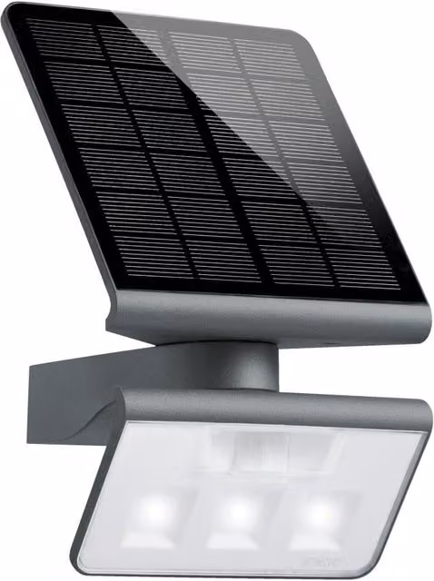 Aplique solar LED Steinel XSolar L-S One con sensor de movimiento y crepuscular en color antracita para jardín y terraza