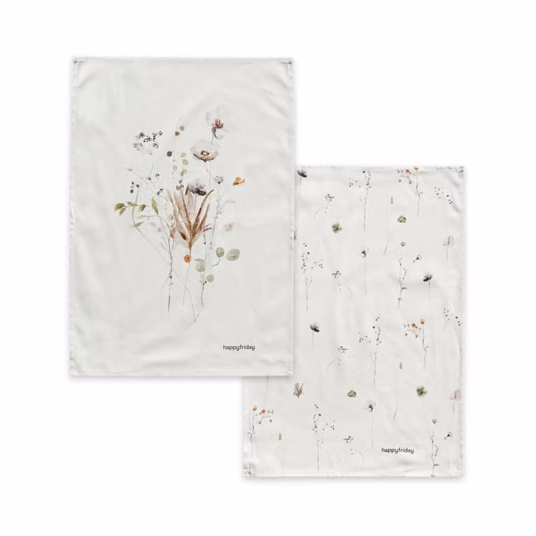 Set de 2 paños de cocina Happyfriday con diseño floral multicolor de algodón, 70 x 50 cm