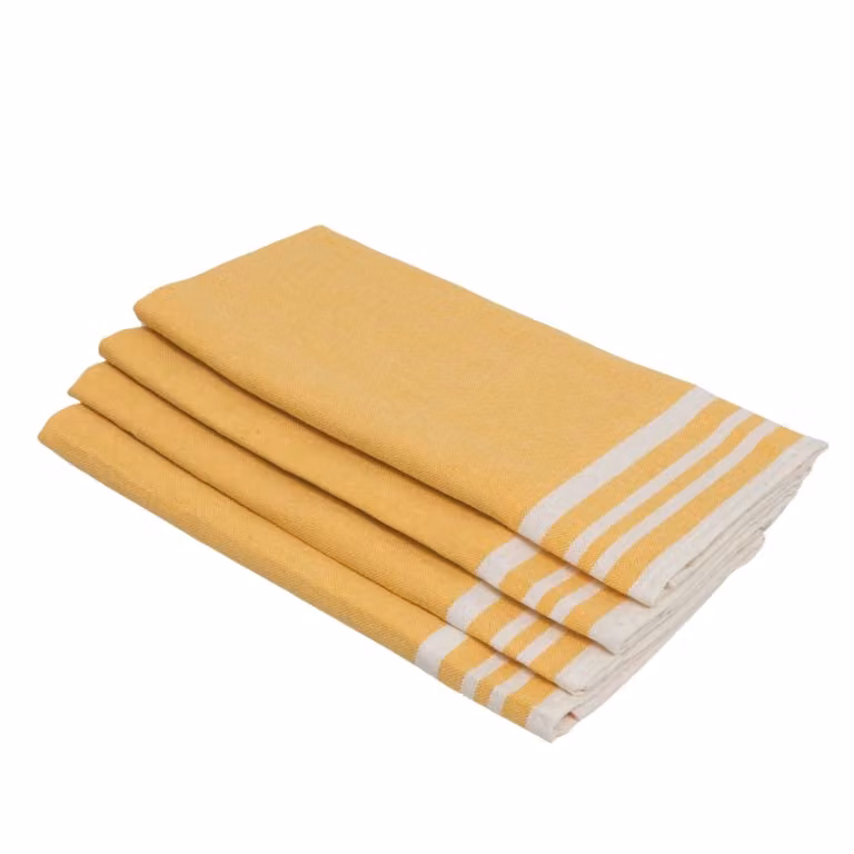 Set de 4 servilletas de algodón con rayas de la marca MAHDIA en color amarillo, An/P: 45 x 45 cm