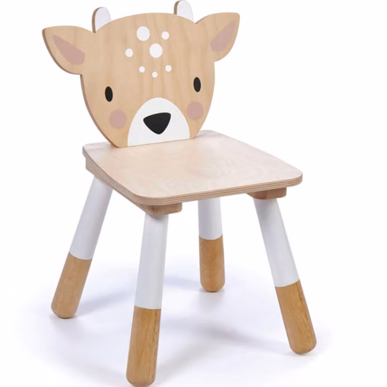 Silla infantil de madera con diseño de ciervo Tender Leaf Toys en colores beige y blanco An/P/Al: 30 x 30 x 47,5 cm