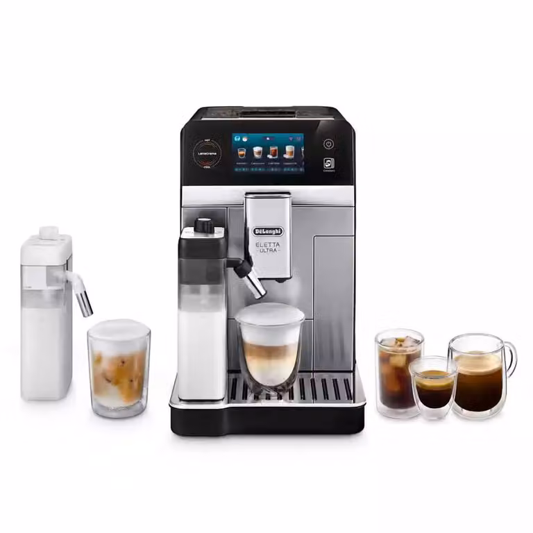 Cafetera automática De'Longhi Eletta Ultra ECAM472.85.MB en color negro y acabado metálico para encimera