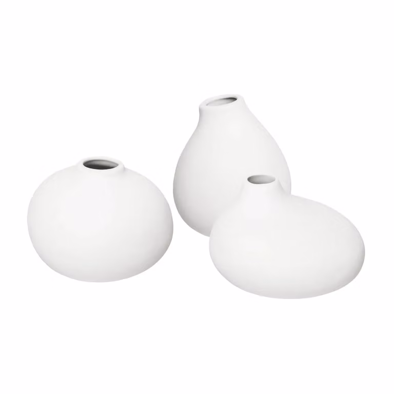 Set de 3 jarrones Nona de Blomus en color blanco de cerámica y porcelana