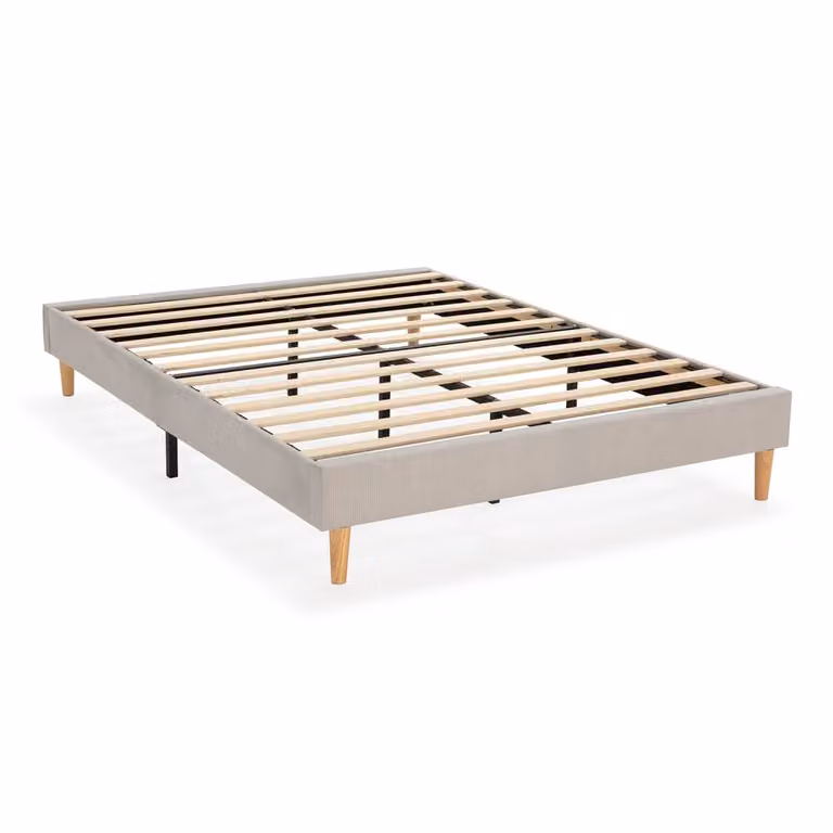 Base tapizada HOMN de terciopelo gris para dormitorio An/P/Al: 150 x 190 cm