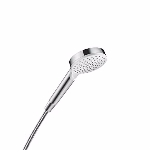 Ducha de mano Hansgrohe Crometta con efecto lluvia y sistema antical, diseño redondo en blanco y cromo