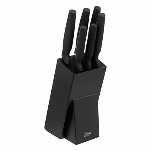 Bloque de 6 cuchillas 5five Simply Smart en color negro