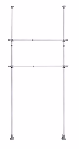 Juego de 2 barras para ropa telescópicas Wenko Herkules en metal y plástico, color blanco o gris, An/P/Al: 75-120 x 3 x 3 cm