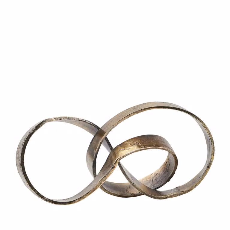 Objeto decorativo abstracto de House Doctor en metal color bronce y oro, diseño moderno y orgánico para mesa, An/P/Al: 40 x 13 x 13 cm