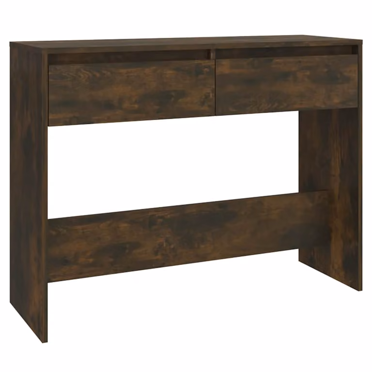 Mesa consola moderna vidaXL de madera MDF en color roble ahumado, An/P/Al: 100 x 35 x 76,5 cm