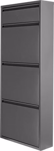 Mueble zapatero Helloshop26 de estilo moderno con 4 cajones basculantes en color gris mate An/P/Al: 118 x 50 x 15 cm