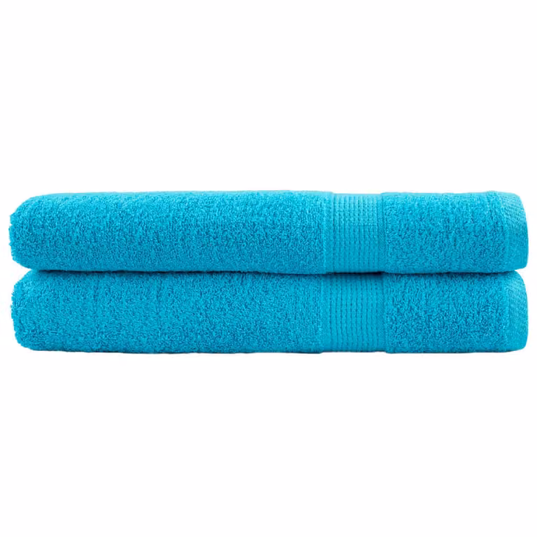 Set de 2 toallas premium SOLUND vidaXL de algodón color turquesa, 100 x 200 cm, 600 gsm