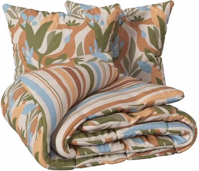 Juego de cama Ludia de Atmosphera en algodón con diseño floral multicolor y color marrón, 220 x 240 cm
