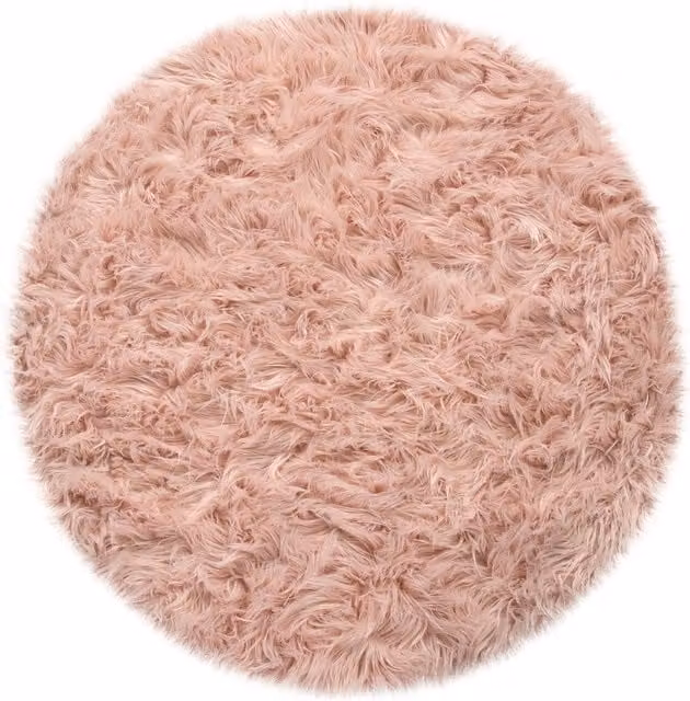 Alfombra de pelo largo Playara rosa redonda de 120 cm