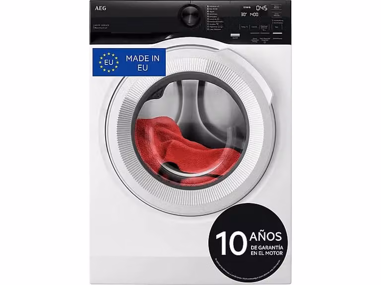 Lavadora de carga frontal AEG LFE6G54H2B en color blanco, capacidad de 10,5 kg, 1400 rpm, clase A, con programas de lavado rápido y vapor, de libre instalación