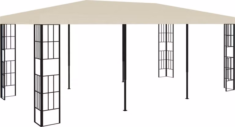 Cenador Syfax color beige de 300 x 300 cm con estructura de acero y cubierta de poliéster