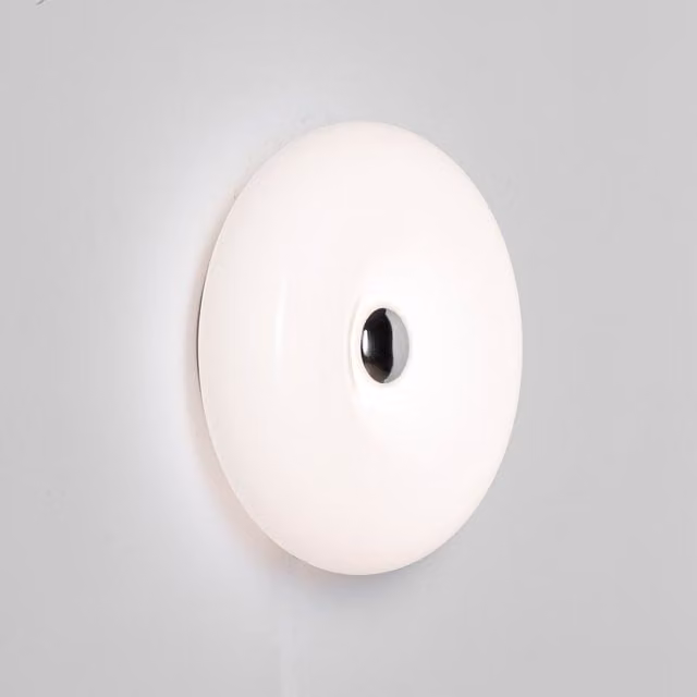 Aplique de pared LED tipo donut de vidrio blanco ALPINALUZ, diseño moderno decorativo, Diámetro: 30 cm, 12W