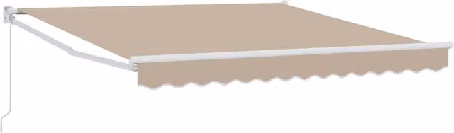 Toldo retráctil SYFAX de aluminio y poliéster color beige con brazo plegable y manivela, An/P/Al: 300 x 250 x 165 cm