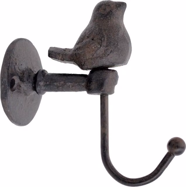 Percha de pájaro con un pomo de Signes Grimalt en color negro mate, fabricada en metal con estilo vintage, An/P/Al: 10 x 5 x 10 cm